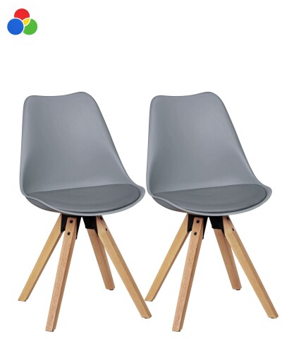 Schalenstuhl >LIMA< (2er-Set) Kunststoffschale + Kunstelder - 49x87x52cm (BxHxT)