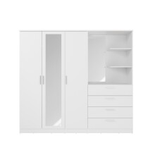 Drehtürenschrank >PANAMA< mit Schubladen + Ablagen, in Weiss - 199x181x52,7cm (BxHxT)