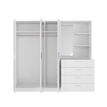 Drehtürenschrank >PANAMA< mit Schubladen + Ablagen, in Weiss - 199x181x52,7cm (BxHxT)