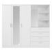 Drehtürenschrank >PANAMA< mit Schubladen + Ablagen, in Weiss - 199x181x52,7cm (BxHxT)