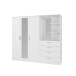 Drehtürenschrank >PANAMA< mit Schubladen + Ablagen, in Weiss - 199x181x52,7cm (BxHxT)
