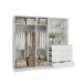 Drehtürenschrank >PANAMA< mit Schubladen + Ablagen, in Weiss - 199x181x52,7cm (BxHxT)