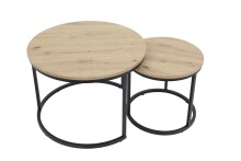 Couchtisch >Lindau< (2er-Set) in Artisan Eiche Dekor - Ø60+40 cm