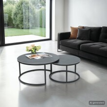 Couchtisch >Luis< (2er-Set) in Marmor Schwarz -...