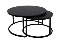 Couchtisch >Luis< (2er-Set) in Marmor Schwarz - Ø 80 und Ø 60 cm