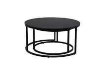 Couchtisch >Luis< (2er-Set) in Marmor Schwarz - Ø 80 und Ø 60 cm