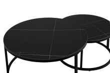 Couchtisch >Luis< (2er-Set) in Marmor Schwarz - Ø 80 und Ø 60 cm