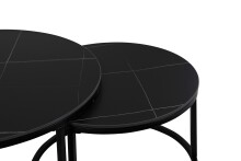 Couchtisch >Luis< (2er-Set) in Marmor Schwarz - Ø 80 und Ø 60 cm