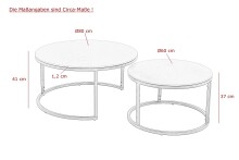 Couchtisch >Luis< (2er-Set) in Marmor Schwarz - Ø 80 und Ø 60 cm
