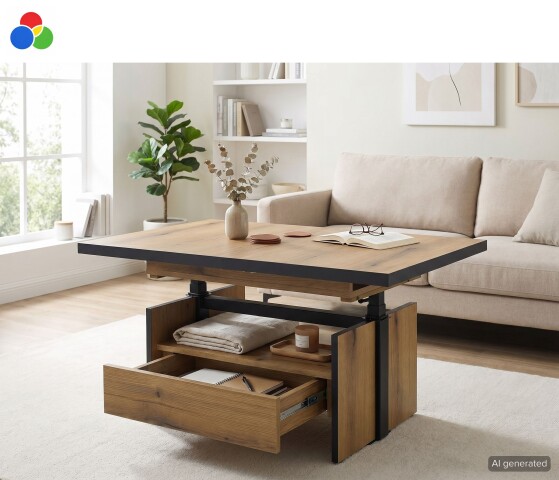 Couchtisch >Noah< 2 Farben zur Wahl, mit Funktionen, Schubkasten - 110-150x54-73x70cm (B/H/T)