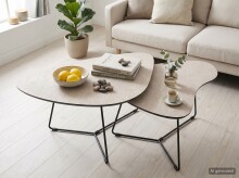 Couchtisch >Pisa< (2er-Set) in Cashmere Steinstruktur - 87x59x59 (BxHxT)