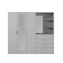 Drehtürenschrank >PANAMA< mit Spiegel und Ablagen, in Grau - 199x181x52,7cm (BxHxT)