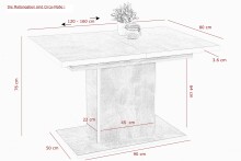 Kulissen-Esstisch >ALICE< ausziehbar bis 160cm, in Weiß - 120/160x76x80cm (BxHxT)