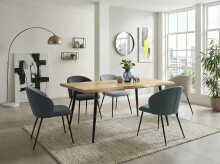 Baumkantentisch >GABI< in Wildeiche Dekor, Holzwerkstoff (MDF) - 180x76x100 (BxHxT)