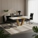 Kulissen-Esstisch >HAMM< ausziehbar auf 180cm, Weiß  + Eiche Dekor - 140/180x76x90cm (BxHxT)