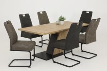 Kulissen-Esstisch >JEANETTE< ausziehbar 180cm, Eiche Dekor + anthrazit - 140/180x76x90cm (BxHxT)