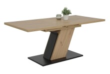 Kulissen-Esstisch >JEANETTE< ausziehbar 180cm, Eiche Dekor + anthrazit - 140/180x76x90cm (BxHxT)