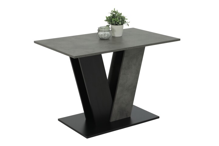 Esstisch >JUDITH< in Beton Dekor / Schwarz - 110x76x70cm (BxHxT)