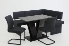 Esstisch >JUDITH< in Beton Dekor / Schwarz - 110x76x70cm (BxHxT)