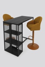 Bartisch >KLARA< Metall + Eiche dunkelgrau - 120x103x60cm (BxHxT)