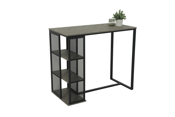 Bartisch >KLARA< Metall + Fischgrät hellgrau - 120x103x60cm (BxHxT)