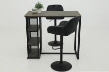 Bartisch >KLARA< Metall + Fischgrät hellgrau - 120x103x60cm (BxHxT)