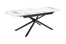 Kulissen-Esstisch >SINTRA< ausziehbar 220cm, Sintered Stone weiss - 180/220x76x90cm (BxHxT)