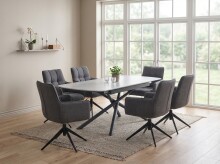 Kulissen-Esstisch >SINTRA< ausziehbar 220cm, Sintered Stone grau - 180/220x76x90cm (BxHxT)