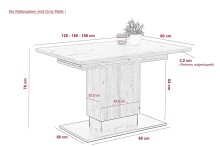 Kulissen-Esstisch >LORENA< ausziehbar 180cm, Eiche Dekor / anthrazit - 120/180x76x80cm (BxHxT)