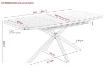 Kulissen-Esstisch >TOKIO< ausziehbar 180cm, Viking Oak Dekor - 140/180x76x90cm (BxHxT)