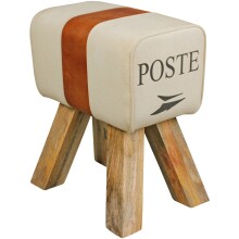 Sitzhocker >CANVAS< in Poste - Paris , Mangoholz / Stoff - 40x47x30cm (BxHxT)
