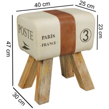 Sitzhocker >CANVAS< in Poste - Paris , Mangoholz / Stoff - 40x47x30cm (BxHxT)