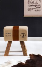 Sitzhocker >CANVAS< in Poste - Paris , Mangoholz / Stoff - 40x47x30cm (BxHxT)