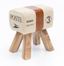 Sitzhocker >CANVAS< in Poste - Paris , Mangoholz / Stoff - 40x47x30cm (BxHxT)