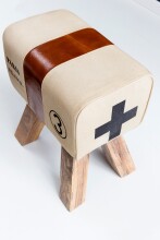 Sitzhocker >CANVAS< in Poste - Paris , Mangoholz / Stoff - 40x47x30cm (BxHxT)