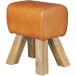 Sitzhocker >WL5.108< in Braun, Massivholz Mango / Echtleder - 40x47x30cm (BxHxT)