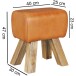 Sitzhocker >WL5.108< in Braun, Massivholz Mango / Echtleder - 40x47x30cm (BxHxT)