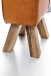 Sitzhocker >WL5.108< in Braun, Massivholz Mango / Echtleder - 40x47x30cm (BxHxT)