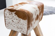 Sitzhocker >WL5.109< in Ziege, Echtleder / Fell - 40x47x30cm (BxHxT)