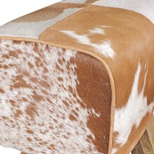 Sitzhocker >WL5.109< in Ziege, Echtleder / Fell - 40x47x30cm (BxHxT)