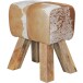 Sitzhocker >WL5.109< in Ziege, Echtleder / Fell - 40x47x30cm (BxHxT)