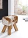 Sitzhocker >WL5.109< in Ziege, Echtleder / Fell - 40x47x30cm (BxHxT)