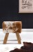 Sitzhocker >WL5.109< in Ziege, Echtleder / Fell - 40x47x30cm (BxHxT)