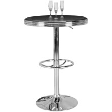 Bartisch >USA< in Schwarz / Chrom, Polyurethan / Metall - 68x60cm (HxD)