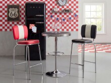 Bartisch >USA< in Schwarz / Chrom, Polyurethan / Metall - 68x60cm (HxD)