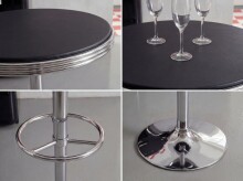 Bartisch >USA< in Schwarz / Chrom, Polyurethan / Metall - 68x60cm (HxD)