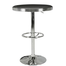 Bartisch >USA< in Schwarz / Chrom, Polyurethan / Metall - 68x60cm (HxD)