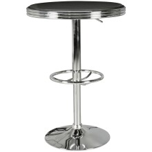 Bartisch >USA< in Schwarz / Chrom, Polyurethan / Metall - 68x60cm (HxD)