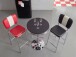 Bartisch >USA< in Schwarz / Chrom, Polyurethan / Metall - 68x60cm (HxD)
