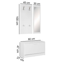 Garderoben-Set >SALERNO< in Weiß - 80x180x27cm (BxHxT)
